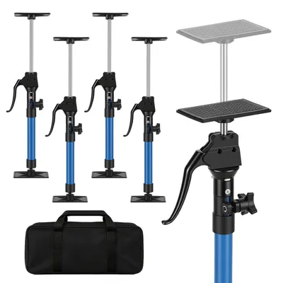 Productafbeelding van Ikodm, 4 stuks montagestandaard, 40-60 cm, telescopische steun, plafondsteun tot 100 kg, 2 vergrendelingsniveaus, 0-180° draaibaar, aluminium handgreep, met tas