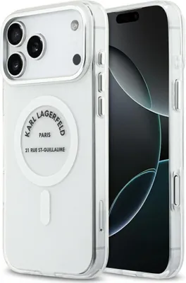 Zdjęcie produktu dla Etui KARL LAGERFELD pasujące do IPHONE 17 Pro Max kompatybilne z MagSafe KLHMP17XHKRSGPT (IML Karl RSG Logo) przezroczysty