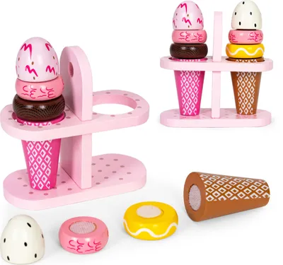 Produktbild von Hölzernes Klettverschluss-Eiscreme-Set für Kinder 9-teilig ECOTOYS