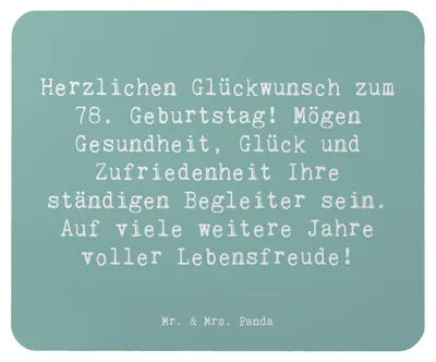 Produktbild von Mr. & Mrs. Panda Mauspad Spruch 78. Geburtstag - Meeresbrise - Geschenk, Mousepad, mousematte, Geburtstagswünsche, Happy Birthday, Mouse Pad, Jubiläum 78 Jahre, Glück, pc