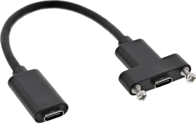 Produktbild von InLine® USB 3.2 Gen.2 Adapterkabel, Buchse C auf Einbaubuchse C, 0,20m