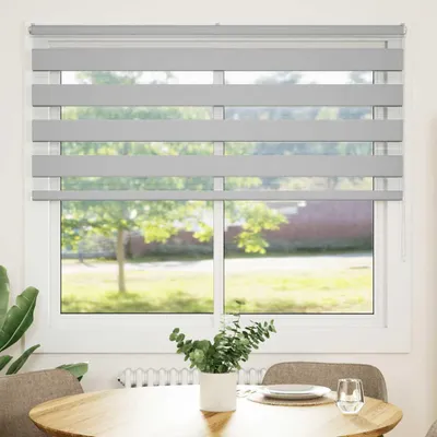 Image de Store double vidaXL, gris clair, 160 x 100 cm, largeur du tissu : 155,9 cm, polyester