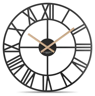 Vintage XXL Wanduhr 40 cm geräuschlos schwarz Wohnzimmer