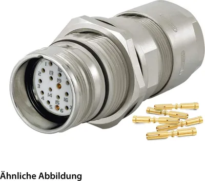 Produktbild von HUMMEL SET inkl. Kontakte M23 Signal Wanddurchführung Kupplung, Crimpein. gerade Polzahl 16-pol., Buchse mit