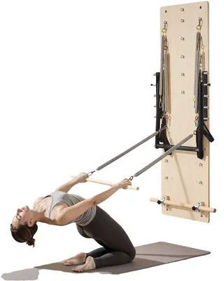 Produktbild von VEVOR Wandmontierte Pilates Reformer Maschine, Maple Holz Pilates Sprungbrett, Trainingsgerät mit Widerstandsfedern, Yoga Fitness Trainer, Geeignet für Flexibilität und Balance, Home Gym Studio Workout, Holz