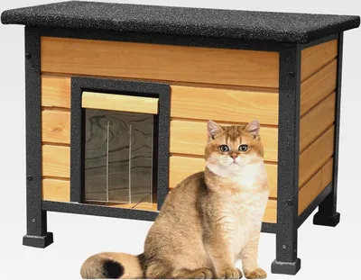 Produktbild von Katzenhaus Outdoor & Indoor Holz Wetterfest für den Winter Ribbit Stall für Kaninchen Meerschweinchen mit rundum Eisenrahmen