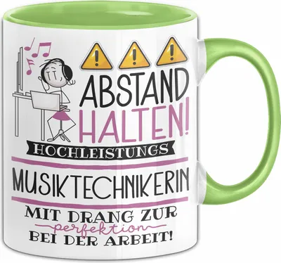 Produktbild von Musiktechnikerin Tasse Geschenk Lustig Abstand Halten Hochleistungs-Musiktechnikerin Mit Drang Zur Perfektion Bei Der Arbeit (Grün)