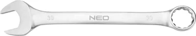 Produktbild von NEO TOOLS Ring-Maulschlüssel, Gabelschlüssel, CrV-Stahl, DIN3113, Durchdrückung, satiniert, polierter Kopf gebogen unter dem Winkel 15°, M+T (30 x 340 mm)