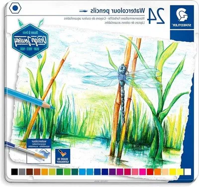 Produktbild von Famanu Wasserlösliches Farbstift Set - 24 leuchtende Farben im Metalletui