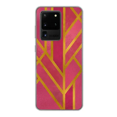 Produktbild von MuchoWow® Handyhülle Schutzhülle Hülle für Samsung Galaxy S20 Ultra Gold - Rosa - Geometrisch Silikon Softcase Handy Hülle - Karteninhaber
