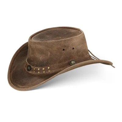 Produktbild von Buffalo Bill Herren Damen Western Cowboy Leder Hut Vintage Brown Größe L