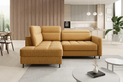 Produktbild von Ecksofa Couchgarnitur BAREA L-Form mit Schlaffunktion, Kopfstützen & Bettkasten