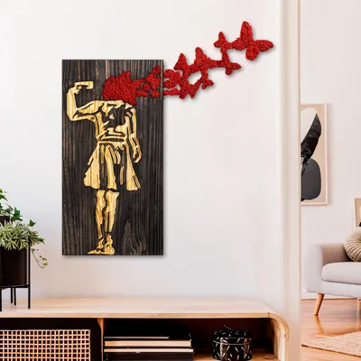 Image de Wallity, Banksy - 16-1, Accessoire mural décoratif en bois, 100 % BOIS / MÉTAL, noyer, 62 x 70 cm