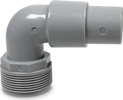 Produktbild von 90° Winkeldruckschlauchtülle grau AG 11/2 Zoll x 38/32 mm