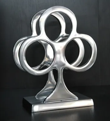 Produktbild von Casa Padrino Designer Weinregal aus poliertem Aluminium für 3 Flaschen H 32 cm, B 26 cm, T 15 cm - Flaschenhalter - Flaschenablage