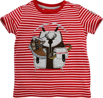Produktbild von BONDI Gipfelkraxler Trachten Ringel T-Shirt "Rucksack" - Rot Größe: 68