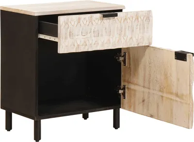 Produktbild von vidaXL Nachttisch mit Schubladen Weiß 50 x 33 x 60 cm Massivholz Mango