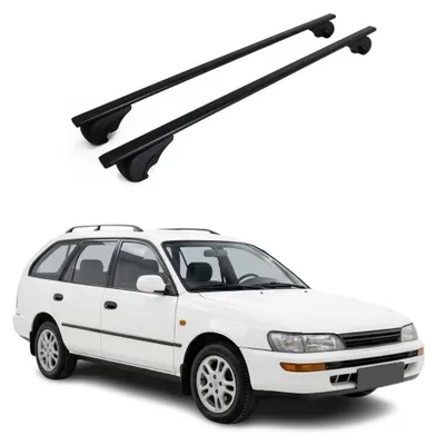 Image de Barres de toit Transversales pour Toyota Corolla mk8 Wagon 1997-2002 Acier Noir, Image générée par une IA