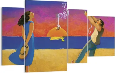 Produktbild von Bild auf Leinwand - Leinwandbild - 4 Teile - Symbol Liebe Surrealismus - 120x70cm - Wand Bild - Wanddeko - Wandbilder - Leinwanddruck - Bilder - Wanddekoration - Leinwand bilder - DL120x70-4411
