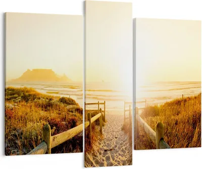 Produktbild von Bild auf Leinwand - Leinwandbild - Sonnenaufgang Welle Insel Meer - 95x80cm - Wand Bild - Wanddeko - Leinwanddruck - Bilder - Kunstdruck - Wanddekoration - Leinwand bilder - Wandkunst - CB95x80-3164