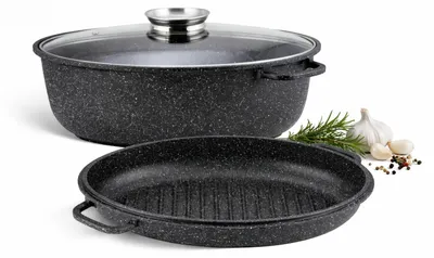 Obrázek produktu pro Hrnec na pečení 38 cm s nepřilnavým povrchem a poklicí 8 L