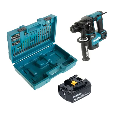 Obrázok produktu pre Akumulátorové vŕtacie kladivo Makita DHR 171 M1X3 18 V 1,2 J SDS-Plus Brushless + 1x batéria 4,0 Ah + 65 ks príslušenstva + kufor - bez nabíjačky