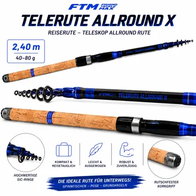 Produktbild von Reiserute Teleskop Allround Rute Angelrute 2,40 m - 40-80 g