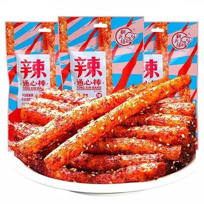 Produktbild von 3x FTW Latiao Hot & Spicy – Würziger Gluten-Snack (3x68g)+Heartforcards Versandschutz