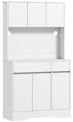 Immagine prodotto di Credenza da Cucina Moderna 100x38x180 cm con 4 Armadietti 2 Cassetti e Ripiani Regolabili Bianco