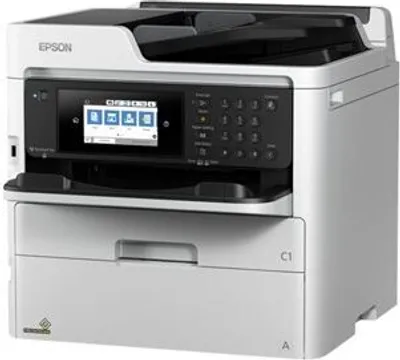 A studio shot of an EPSON WorkForce Pro WF-C579RDWF BAM MFP.