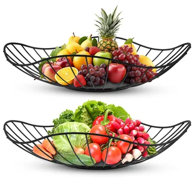 Immagine prodotto di Set di 2 cesti di metallo per frutta, con motivo a foglie