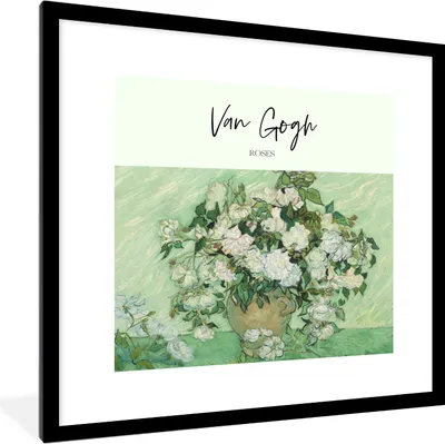 Produktbild von MuchoWow® Gerahmtes Poster Van Gogh - Kunst - Rosen 40x40 cm - Poster mit Schwarzem Bilderrahmen Wandposter Rahmen Foto Bilder - Poster - Plakat im Rahmen
