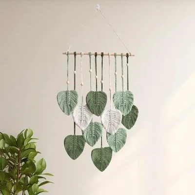 Produktbild von Famanu Macramé Wandteppich Handgewebte grüne Blätter - Klein
