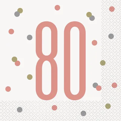 Produktbild von 16 Servietten 80. Geburtstag roségold