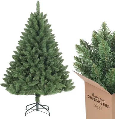 Produktbild von Salcar Künstlicher Weihnachtsbaum 150 cm Nordmanntanne Tannenbaum 458 Spitzen Naturgetreuer mit Klappsystem