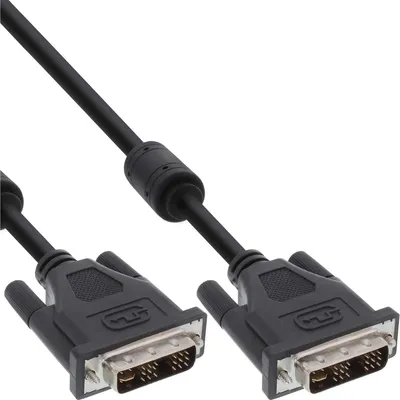 Produktbild von InLine DVI-I Kabel, digital/analog, 18+5 ST / ST, Single Link, 2 Ferrite, 2m, 2 m, DVI-I, DVI-I, Stecker, Stecker, Schwarz