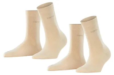 Productafbeelding van ESPRIT dames sokken, uni, 2-pack, katoen, effen, 2 paar, beige (crème 401)