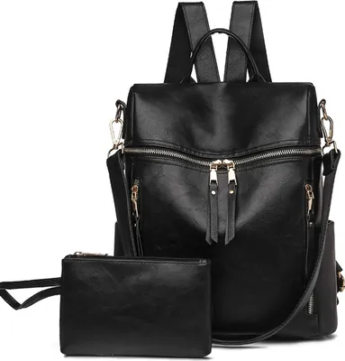 Produktbild von OKWISH Rucksack Laptoprucksack Schulrucksack Lederrucksack Reiserucksack Kunstleder Schwarz