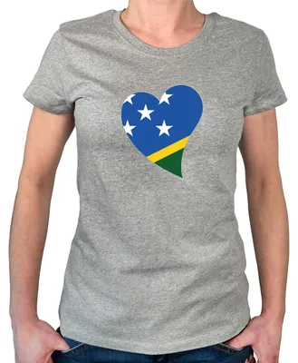 Produktbild von Huuraa Damen T-Shirt Salomonen Flagge Herz XXL Sport Grey Bio Baumwolle Fairtrade Damenshirt Geschenkidee