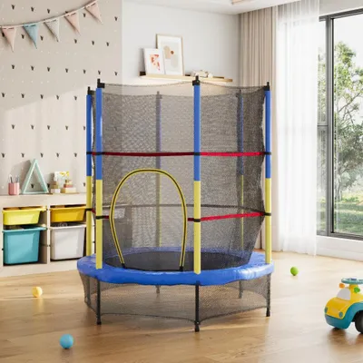 Produktbild von Livingandhome Kinder Trampolin mit Sicherheitsnetz Ø137x160cm bis 45kg für Outdoor & Indoor