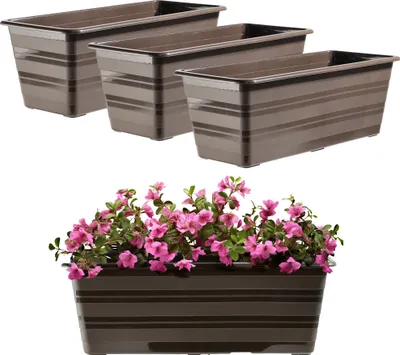 Image de KADAX Pot de fleurs pour balcon, pot de fleurs, grand, 40 cm, paquet de fleurs, 3 supports de fleurs
