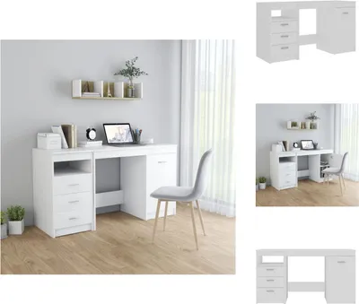 Obrázek produktu pro vidaXL Psací stůl bílý 140x50x76 cm materiál na bázi dřeva - Psací stoly
