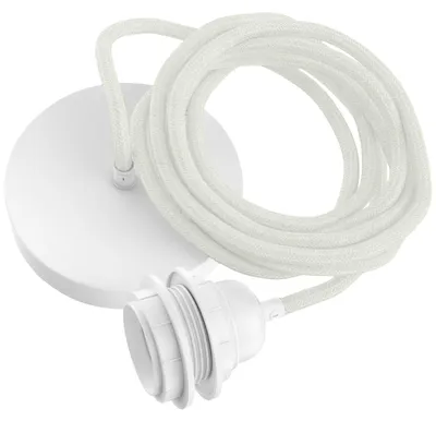 Hängeleuchte 1 Lampe, 2,5 m Leinenkabel, Weiß, für Wohnzimmer