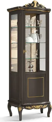 Produktbild von Casa Padrino Luxus Barock Vitrine Schwarz / Gold - Prunkvoller Barock Vitrinenschrank mit Glastür und 3 Glasregalen - Barock Möbel - Luxus Qualität -  Italy