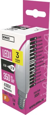 LED žárovka Classic svíčka / E14 / 4,1 W (32 W) / 350 lm / neutrální bílá