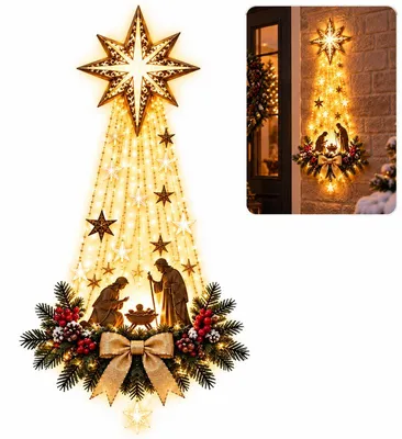 Produktbild von Weihnachtsdeko mit Licht zum Aufhängen, beleuchteter Weihnachtsschmuck für Türen, Fenster und Kamin, festliche Dekoration für die Adventszeit