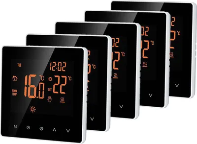 Zdjęcie produktu dla 5X Inteligentny termostat pokojowy, elektryczne ogrzewanie podłogowe ekran dotykowy LCD tygodniowy programowalny blokada przed dziećmi funkcja pamięci dla domu biura hotelu 16A