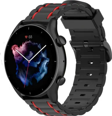 Produktbild von Strap-it Amazfit GTR 3 Sportschnallenarmband (Schwarz/Rot)