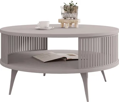 Produktbild von MIRJAN24 Couchtisch Roenni Cashmere, Wohnzimmer Kaffeetisch, Beine und Seiten aus Stahl (Farbe: Cashmere / Cashmere)