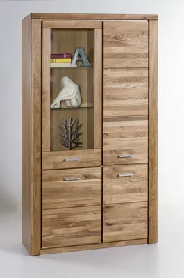 Produktbild von Vitrine Tabea Highboard Regal in Wildeiche geölt Teilmassiv Höhe 200cm Breite 110cm